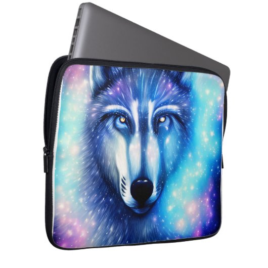 Kosmischer Wolf Laptopschutzhülle (Vorne Rechts)