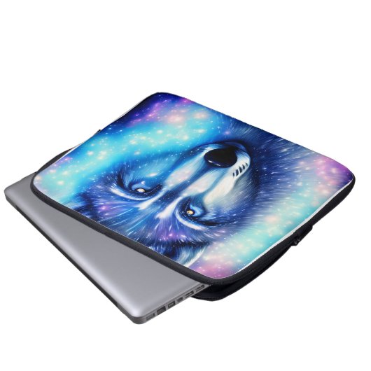 Kosmischer Wolf Laptopschutzhülle (Vorne Knopf)