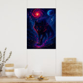 Kosmischer Wolf mit Galaxy Energy Fantasy Poster (Küche)
