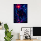 Kosmischer Wolf mit Galaxy Energy Fantasy Poster (Heimbüro)