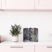 Kosmischer Wolf mit geometrischen und Abstrakten D Thermosbecher