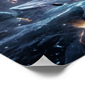 Kosmischer Wolf unter dem Aurorahimmel Poster (Ecke)