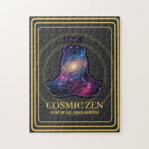 Kosmischer Zen-Wolf – meditierendes Galaxie-Spirit Puzzle