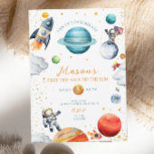 Kosmisches Abenteuer Watercolor Weltraum Geburtsta Einladung