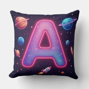 🚀 Kosmisches Alphabet Buchstabe A Raketen Sterne Kissen