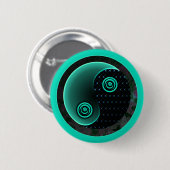 Kosmisches Aqua in Balance Yin Yang Button (Vorne & Hinten)