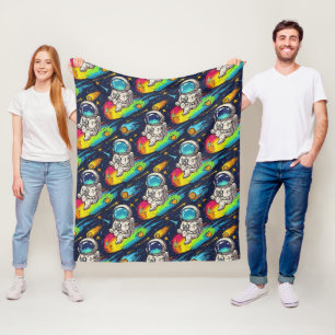 Kosmisches Astronauten-Meteor-Fahr-Muster Fleecedecke