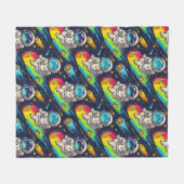 Kosmisches Astronauten-Meteor-Fahr-Muster Fleecedecke (Vorderseite (Horizontal))