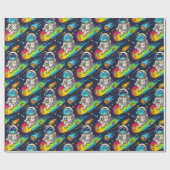 Kosmisches Astronauten-Meteor-Fahr-Muster Geschenkpapier (Flach)