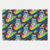 Kosmisches Astronauten-Meteor-Fahr-Muster Geschenkpapier Set (Vorderseite)