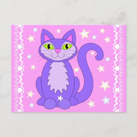 Kosmisches Design Katzensterne Cartoon Art Postcar Postkarte (Vorderseite)