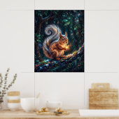 Kosmisches Eichhörnchen Sammelt Sternensaat Poster (Küche)