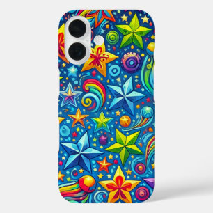 ✨ Kosmisches Farb-Sternenexplosions-Muster 🌈 Lebe iPhone 16 Hülle