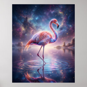 Kosmisches Flamingo-Lagunenglühen Poster