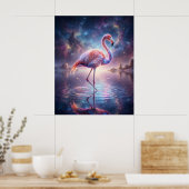 Kosmisches Flamingo-Lagunenglühen Poster (Küche)