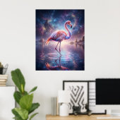 Kosmisches Flamingo-Lagunenglühen Poster (Heimbüro)