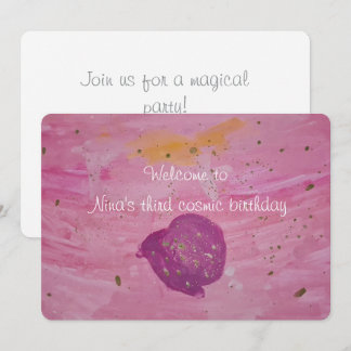 Kosmisches Galaxy Pink Aquarell Mädchen Geburtstag Einladung