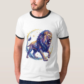 Kosmisches geometrisches Löwen-Logo-T-Shirt T-Shirt