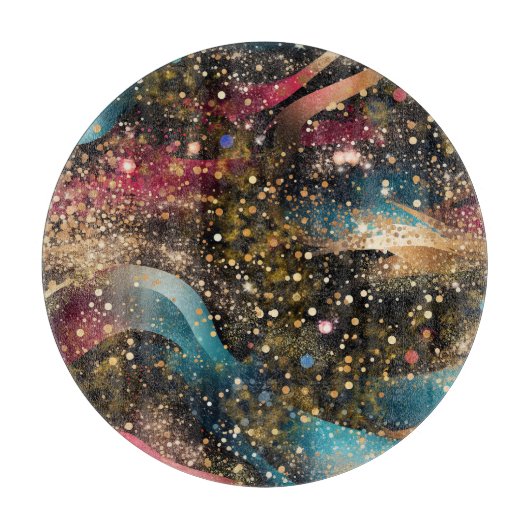 Kosmisches Goldstaub-All-Over-Print-Schürze Schneidebrett (Vorderseite)