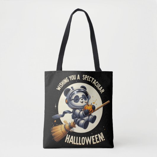 Kosmisches Halloween: Panda Astronaut Enjoys Pumpk Tasche (Vorderseite)