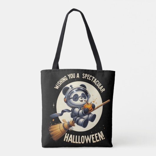 Kosmisches Halloween: Panda Astronaut Enjoys Pumpk Tasche (Rückseite)