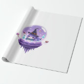 Kosmisches Hexenkatzen-Kristallkugel-Kawaii-Gesche Geschenkpapier (Ungerollt)