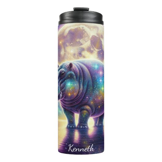 Kosmisches Hippo: Moonlit Starry Waters Thermosbecher (Vorderseite)