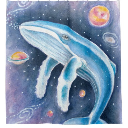 Kosmisches Humpback Duschvorhang (Vorderseite)