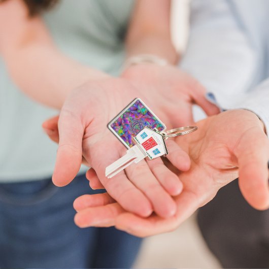 Kosmisches Kaleidoskop: Lebender Triquetra-Schlüss Schlüsselanhänger