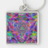 Kosmisches Kaleidoskop: Lebender Triquetra-Schlüss Schlüsselanhänger (Vorne)