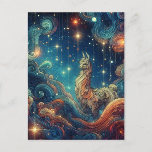 Kosmisches Lama im Himmel Postkarte