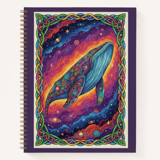 Kosmisches Leviathan-Wal-Zentangle-Galaxie-Journal Notizblock (Vorderseite)