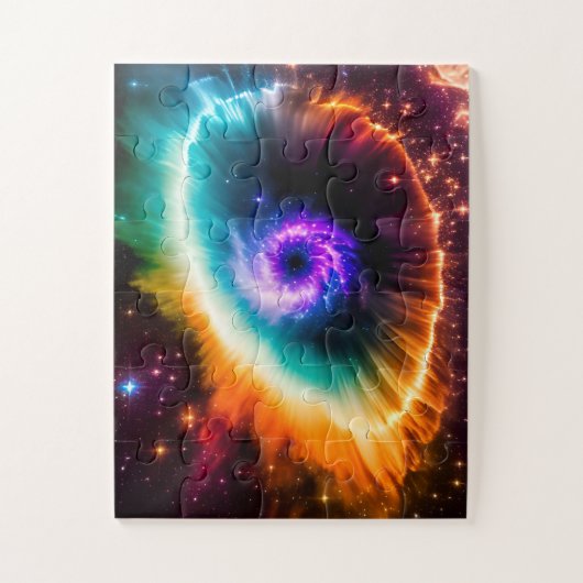 Kosmisches Lila Auge im Himmel des Fun Space Puzzle (Vertikal)