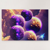 Kosmisches Lila viele Monde im wolkigen Universum Puzzle (Horizontal)