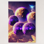 Kosmisches Lila viele Monde im wolkigen Universum Puzzle (Vertikal)