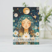 Kosmisches Mädchen Boho Mond Geschenkgutschein (Stehend Vorderseite)
