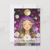 Kosmisches Mädchen Boho Mond QR-Code-Geschenkgutsc (Vorderseite)