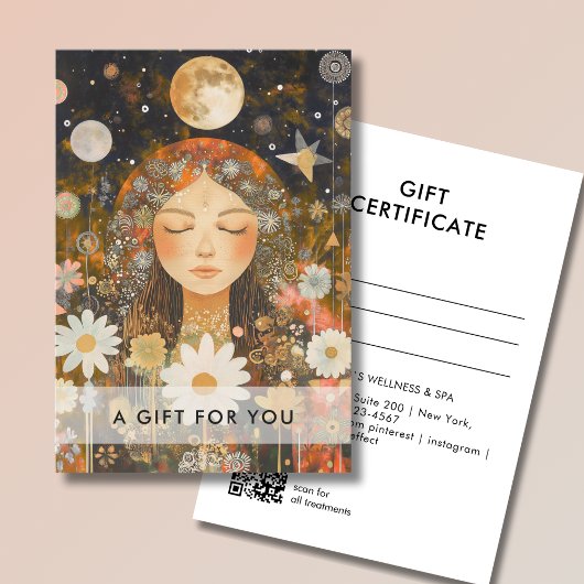 Kosmisches Mädchen Boho Mond QR-Code-Geschenkgutsc