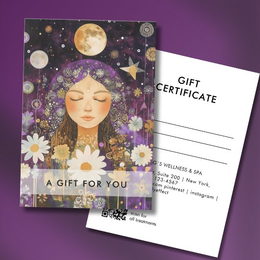 Kosmisches Mädchen Boho Mond QR-Code-Geschenkgutsc