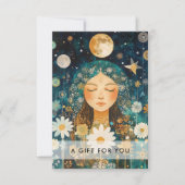 Kosmisches Mädchen Boho Mond QR-Code-Geschenkgutsc (Vorderseite)
