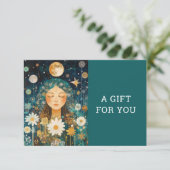 Kosmisches Mädchen Boho Mond QR-Code-Geschenkgutsc (Stehend Vorderseite)