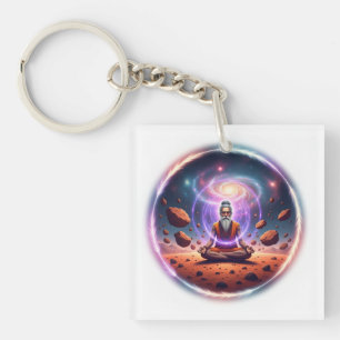 Kosmisches Meditator-Acryl-Schlüsselanhänger Schlüsselanhänger