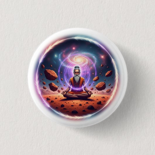 Kosmisches Meditator-Button-Pin Button (Vorderseite)