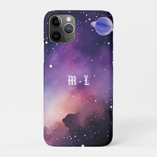 Kosmisches Nebelgalaxie-Foto-Monogramm Anfangsbuch Case-Mate iPhone Hülle (Rückseite)