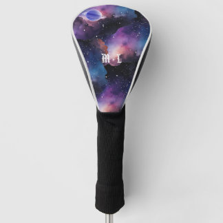 Kosmisches Nebelgalaxie-Foto-Monogramm Anfangsbuch Golf Headcover