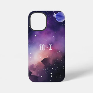 Kosmisches Nebelgalaxie-Foto-Monogramm Initial iPhone 12 Mini Hülle