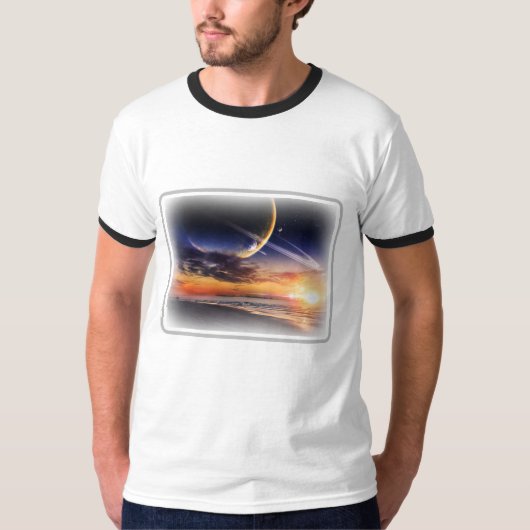 Kosmisches Planetenhorizon Basic Ringel T-Shirt (Vorderseite)