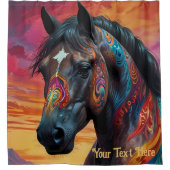 Kosmisches Psychedelisches Pferd: Surreale Reise Duschvorhang (Vorderseite)