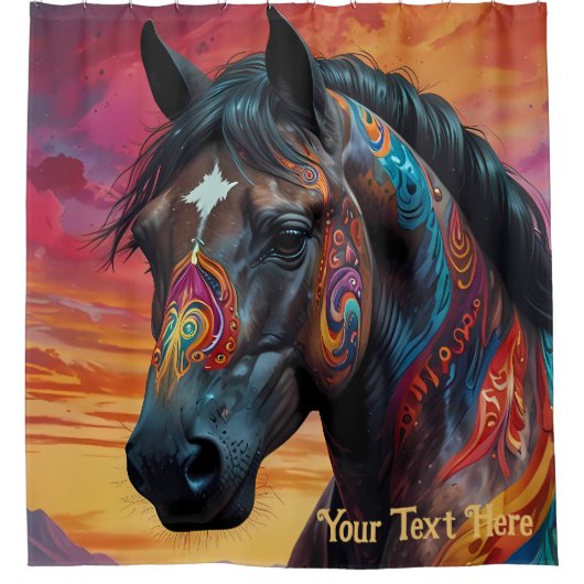 Kosmisches Psychedelisches Pferd: Surreale Reise Duschvorhang (Vorderseite)