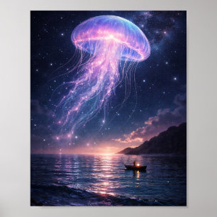 Kosmisches Quallen-Nacht-Himmel-Poster Poster